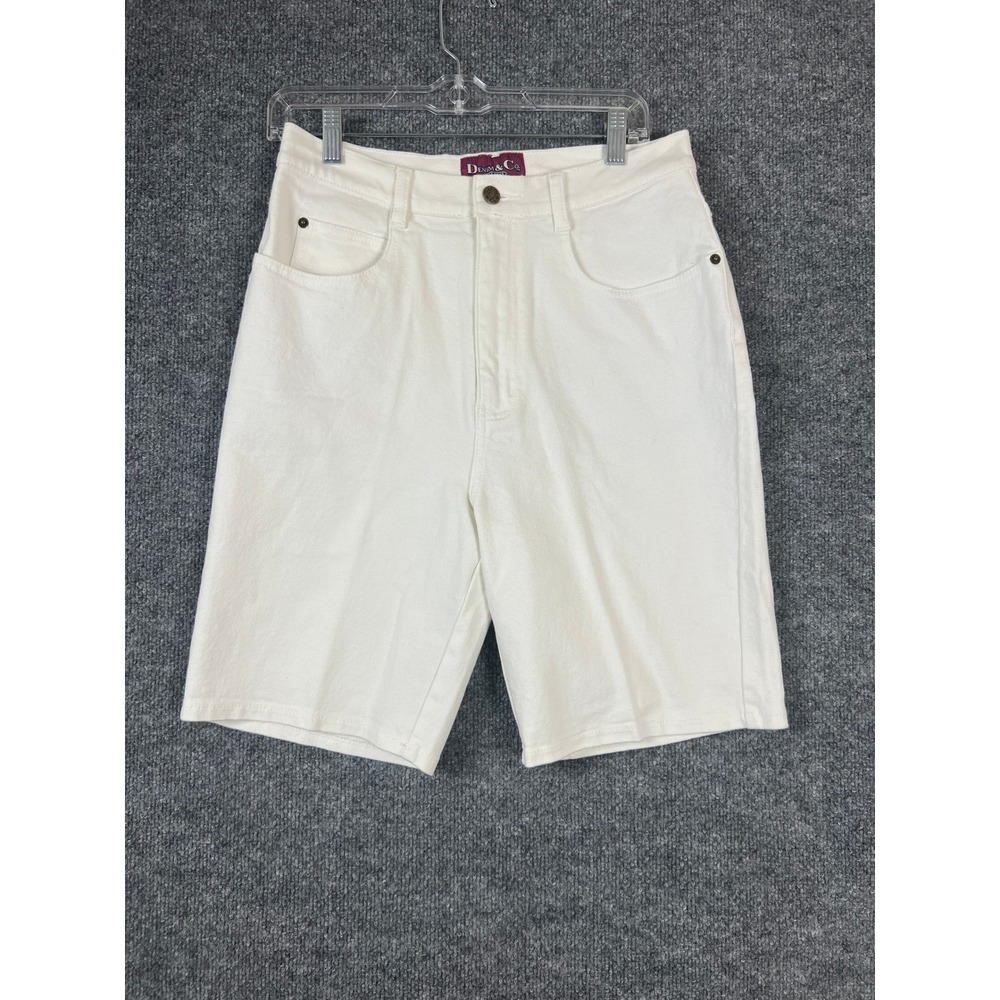 White Denim Mom Shorts High Waisted Size 12 Stretch Cotton VTG Denim & Co